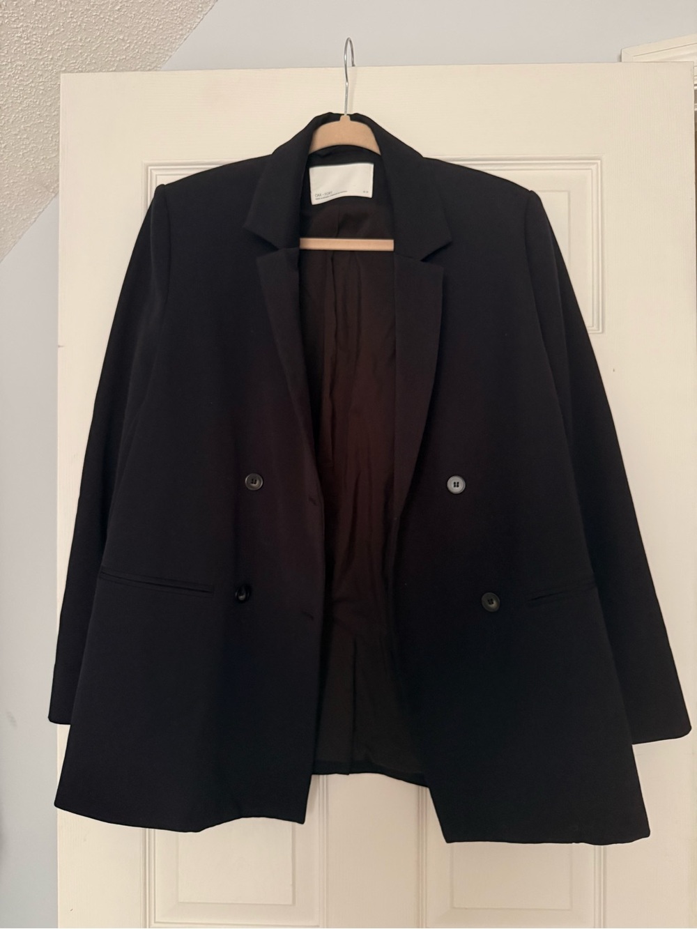OAK + FORT Black Double-Breasted Blazer Jacket